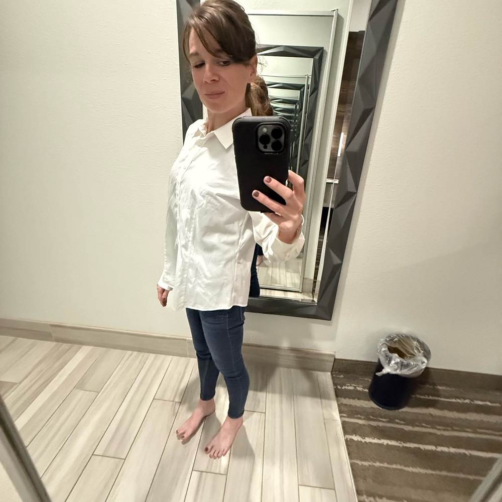 Talbots Ivory Button-Up Blouse - image 3